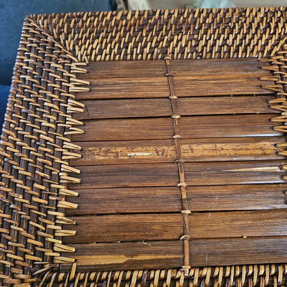 Rattan Bamboo Square Placemats - Set of 4